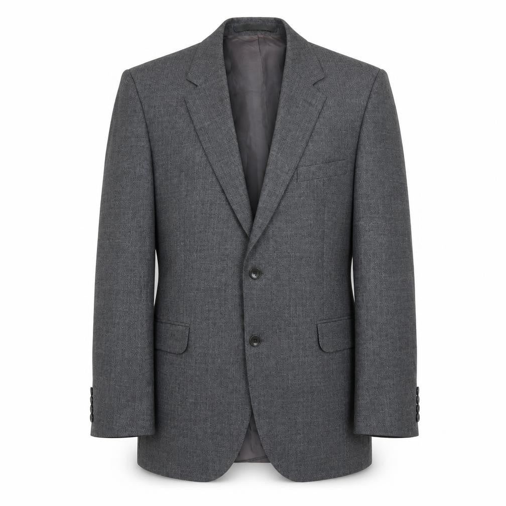 Front view of Marks & Spencer men’s grey polyester jacket suit jacket, size M, regular