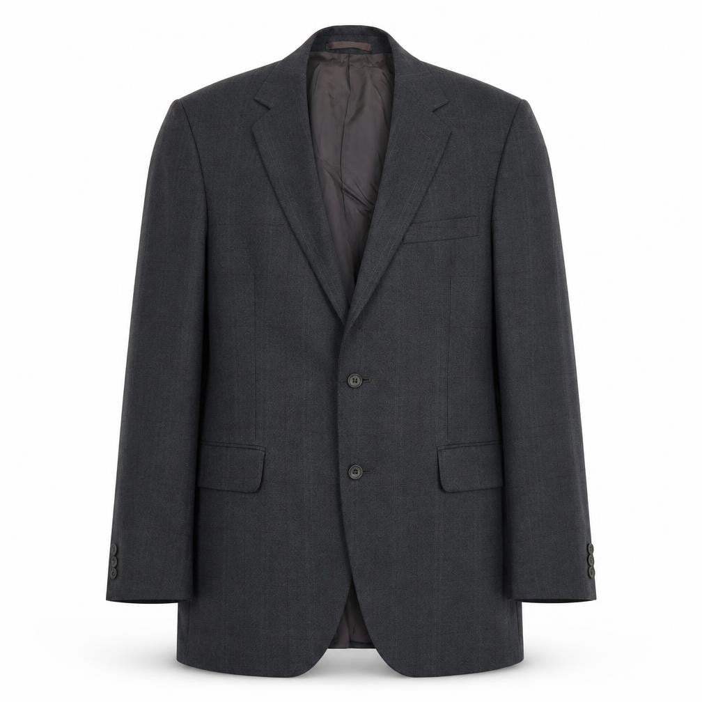 Front view of Dun&Co men’s grey check wool jacket suit jacket, size L, regular