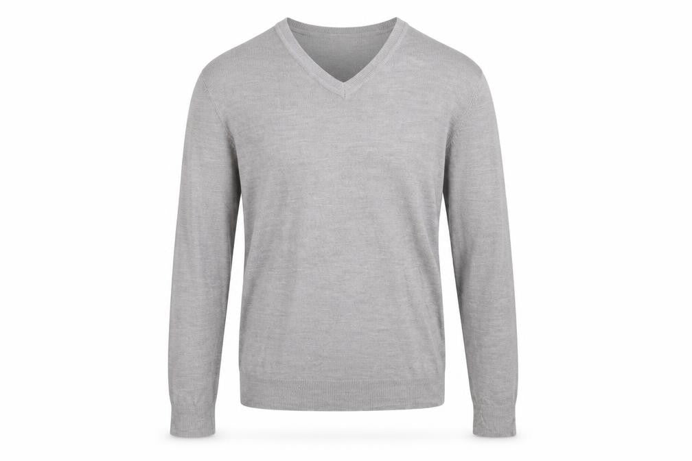Burton Mens Grey V-Neck Acrylic Pullover Jumper Size S Long Sleeve