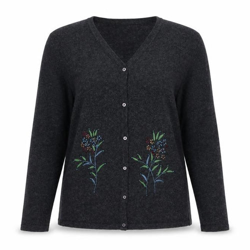 Autonomy Womens Grey V-Neck Acrylic Cardigan Jumper Size 12