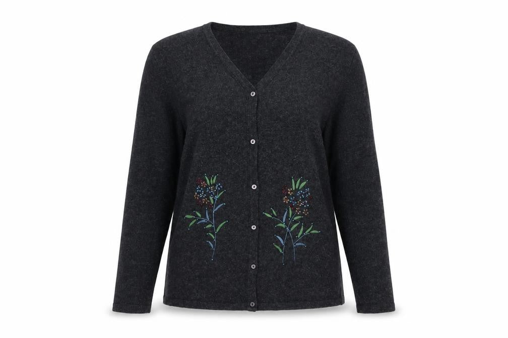 Autonomy Womens Grey V-Neck Acrylic Cardigan Jumper Size 12