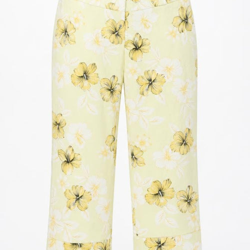 Miss Poem Womens Yellow Floral Cotton Cropped Trousers Size M L22 in Regular Zip
