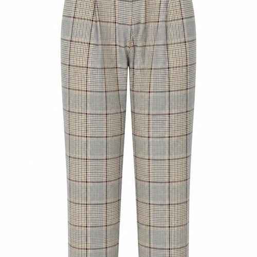 New Look Womens Beige Plaid Polyester Carrot Trousers Size 10 L28 in Regular Button