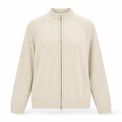 Bonmarché Womens Beige Round Neck Cotton Full Zip Jumper Size XL