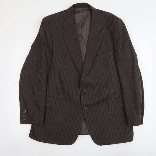 Marks and Spencer Mens Brown Striped Wool Jacket Suit Jacket Size L Regular