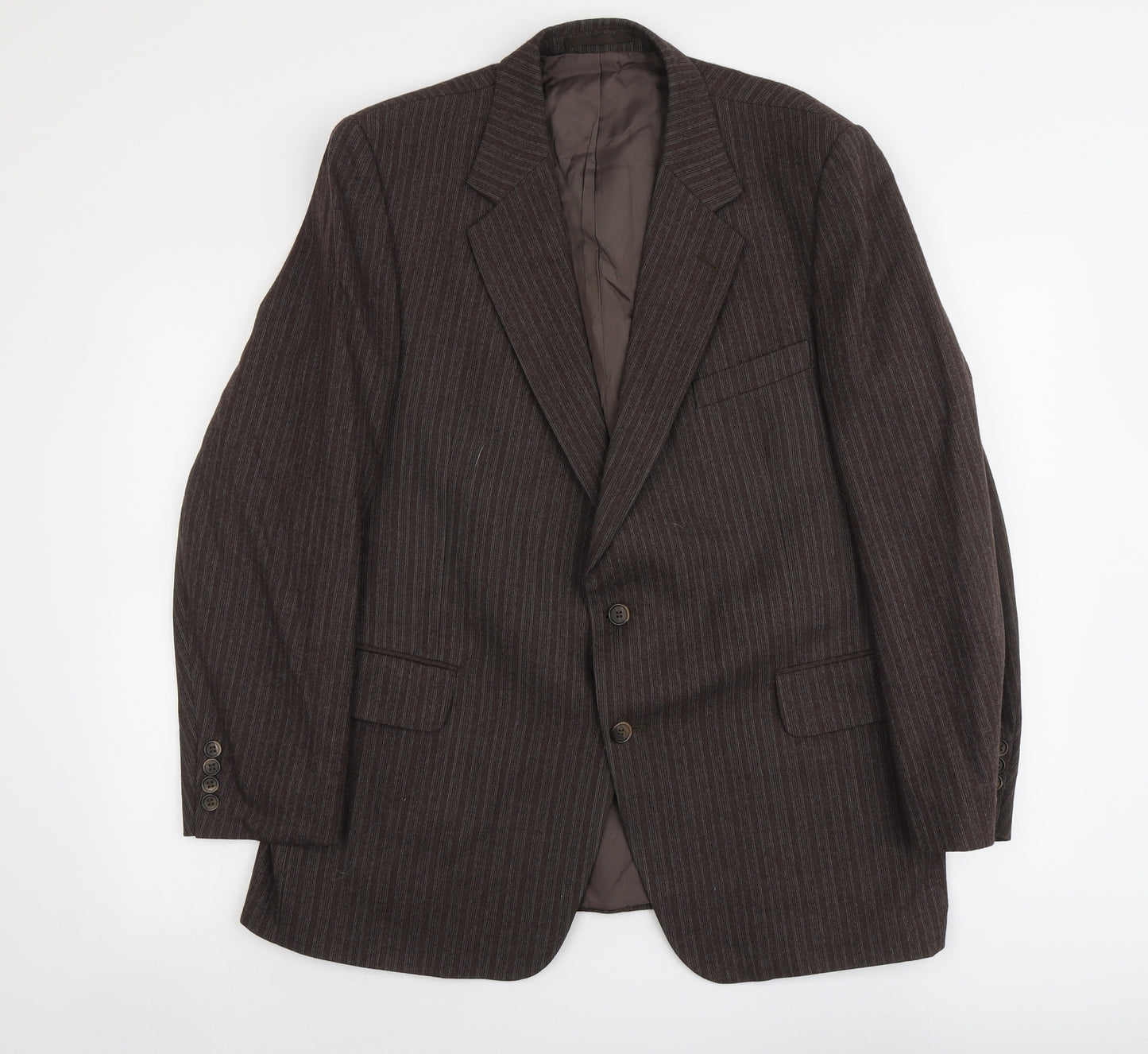 Marks and Spencer Mens Brown Striped Wool Jacket Suit Jacket Size L Regular