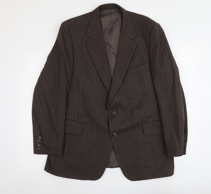 Marks and Spencer Mens Brown Striped Wool Jacket Suit Jacket Size L Regular
