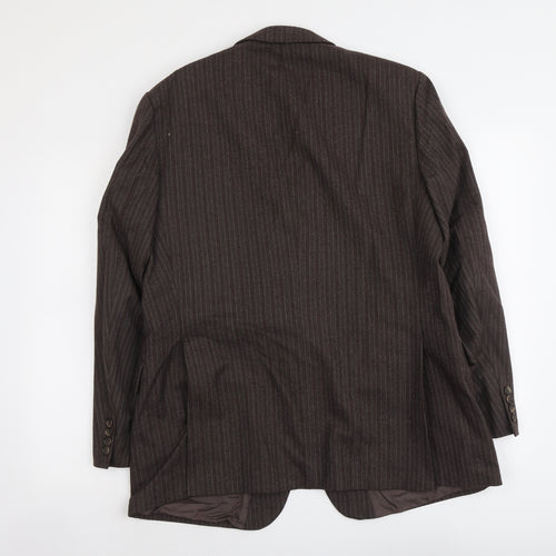 Marks and Spencer Mens Brown Striped Wool Jacket Suit Jacket Size L Regular
