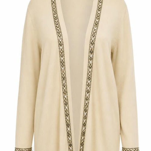 Casamia Womens Beige V-Neck Viscose Cardigan Jumper Size M