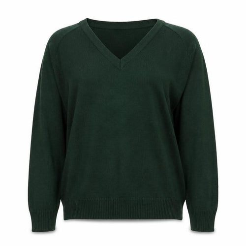 Banner Womens Green V-Neck Acrylic Pullover Jumper Size 8