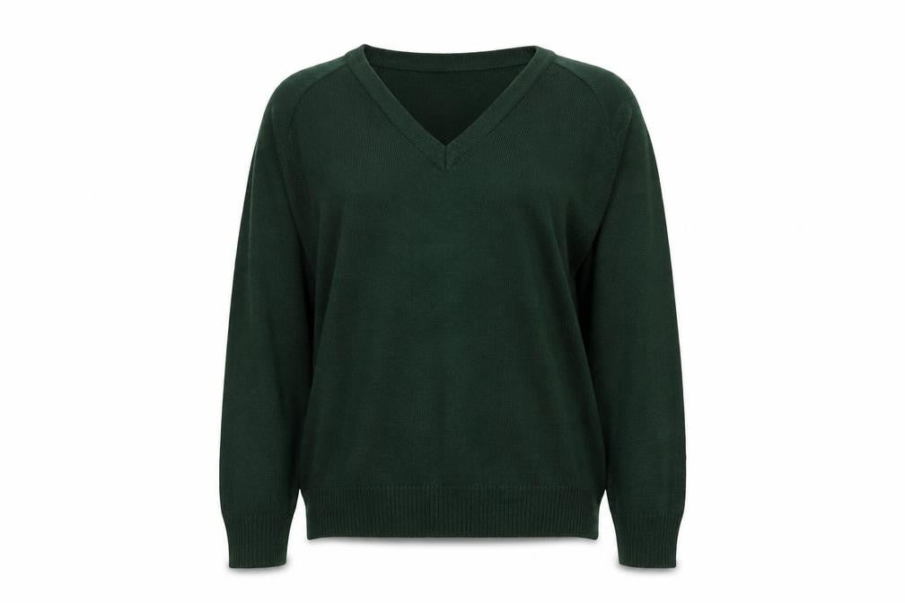 Banner Womens Green V-Neck Acrylic Pullover Jumper Size 8