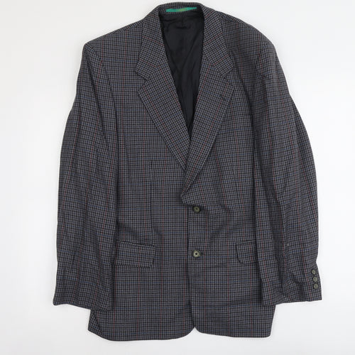 C&A Mens Blue Geometric Wool Jacket Blazer Size M Regular