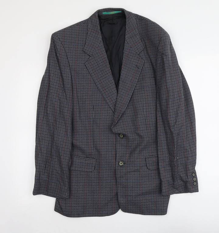 C&A Mens Blue Geometric Wool Jacket Blazer Size M Regular