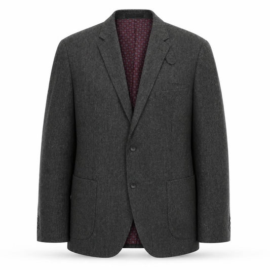 Front view of Boston Crew men’s grey polyester jacket blazer, size XL, regular