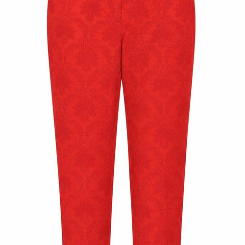 Definitions Womens Red Geometric Cotton Trousers Size 16 L29 in Regular Zip