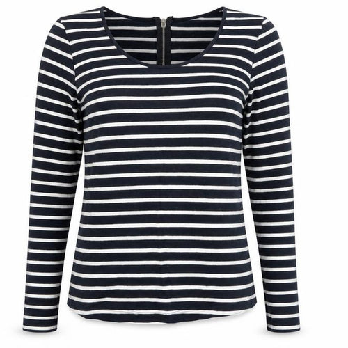 ESMARA Womens Black Striped Cotton Basic T-Shirt Size S Round Neck