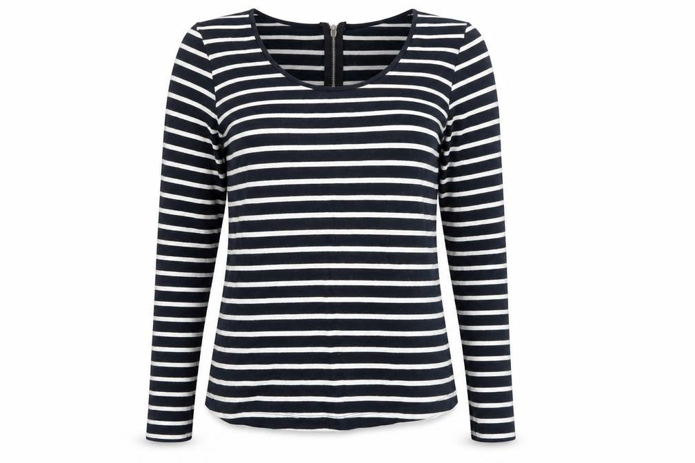 ESMARA Womens Black Striped Cotton Basic T-Shirt Size S Round Neck
