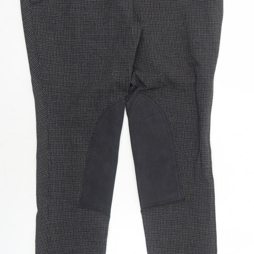 Harry Hall Womens Black Check Polyester Trousers Size 32 in Regular Zip - Jodhpurs