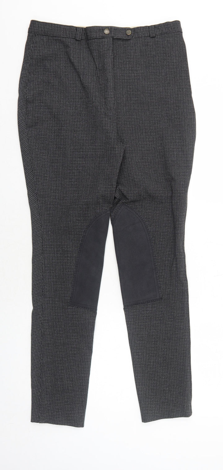 Harry Hall Womens Black Check Polyester Trousers Size 32 in Regular Zip - Jodhpurs