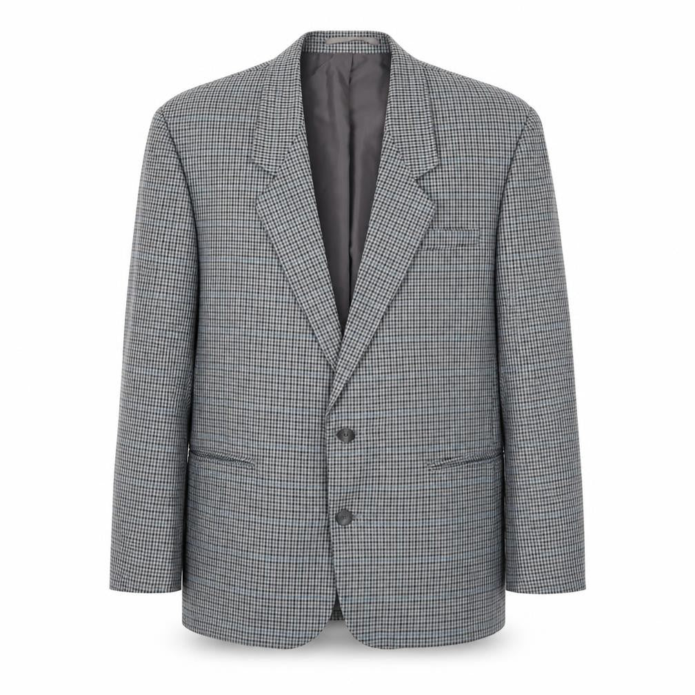 Front view of I.D. men’s grey geometric polyester jacket blazer, size 40, regular