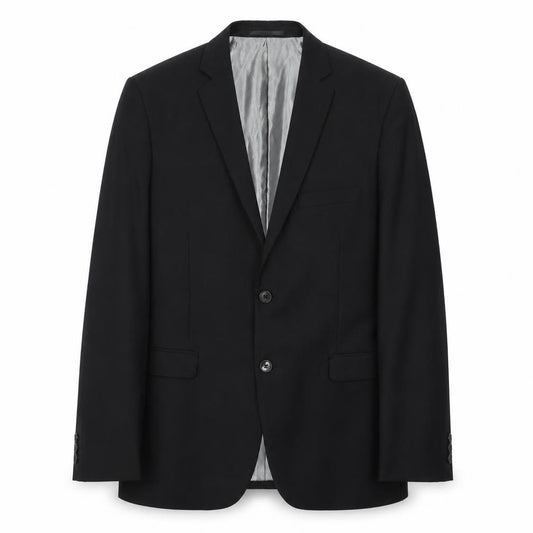 Front view of Goodsouls men’s black polyester jacket suit jacket, size 40, regular
