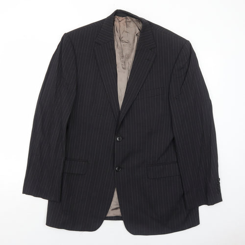 Marks and Spencer Mens Black Striped Wool Jacket Suit Jacket Size 40 Regular