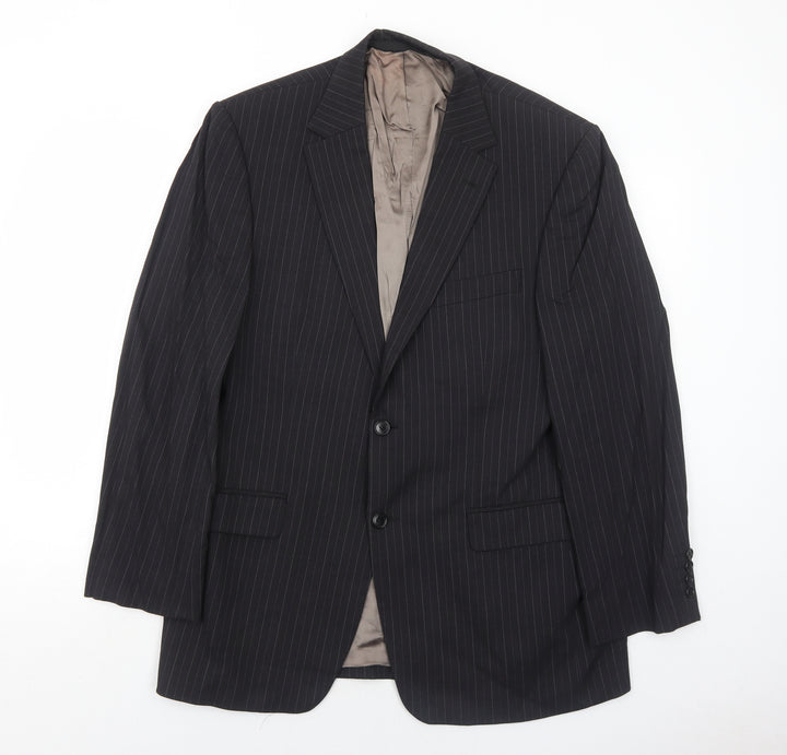 Marks and Spencer Mens Black Striped Wool Jacket Suit Jacket Size 40 Regular