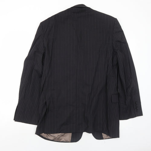 Marks and Spencer Mens Black Striped Wool Jacket Suit Jacket Size 40 Regular