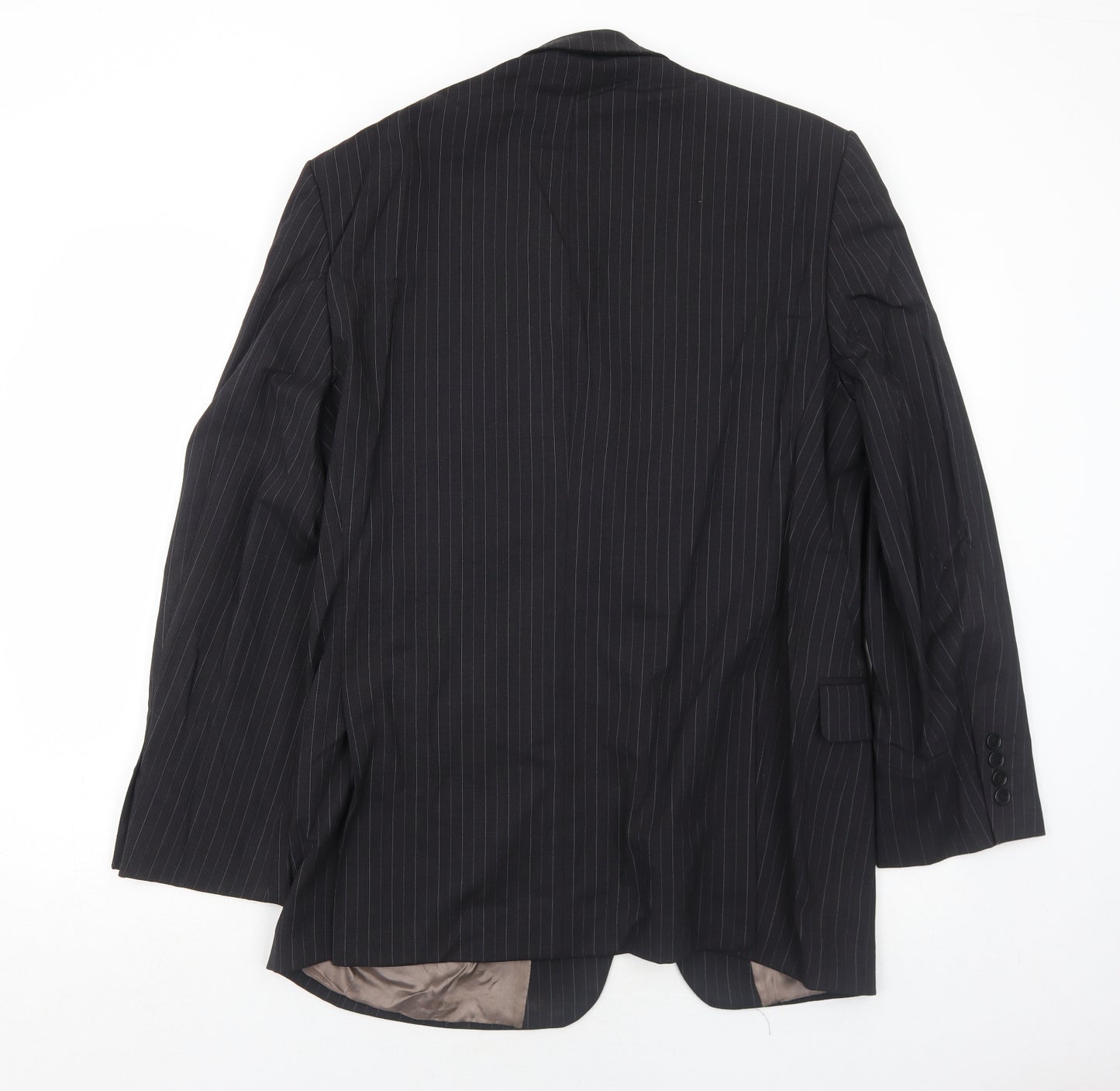 Marks and Spencer Mens Black Striped Wool Jacket Suit Jacket Size 40 Regular