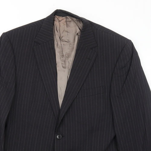 Marks and Spencer Mens Black Striped Wool Jacket Suit Jacket Size 40 Regular