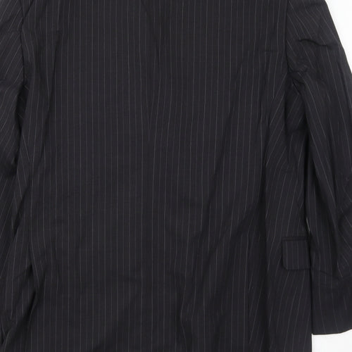 Marks and Spencer Mens Black Striped Wool Jacket Suit Jacket Size 40 Regular