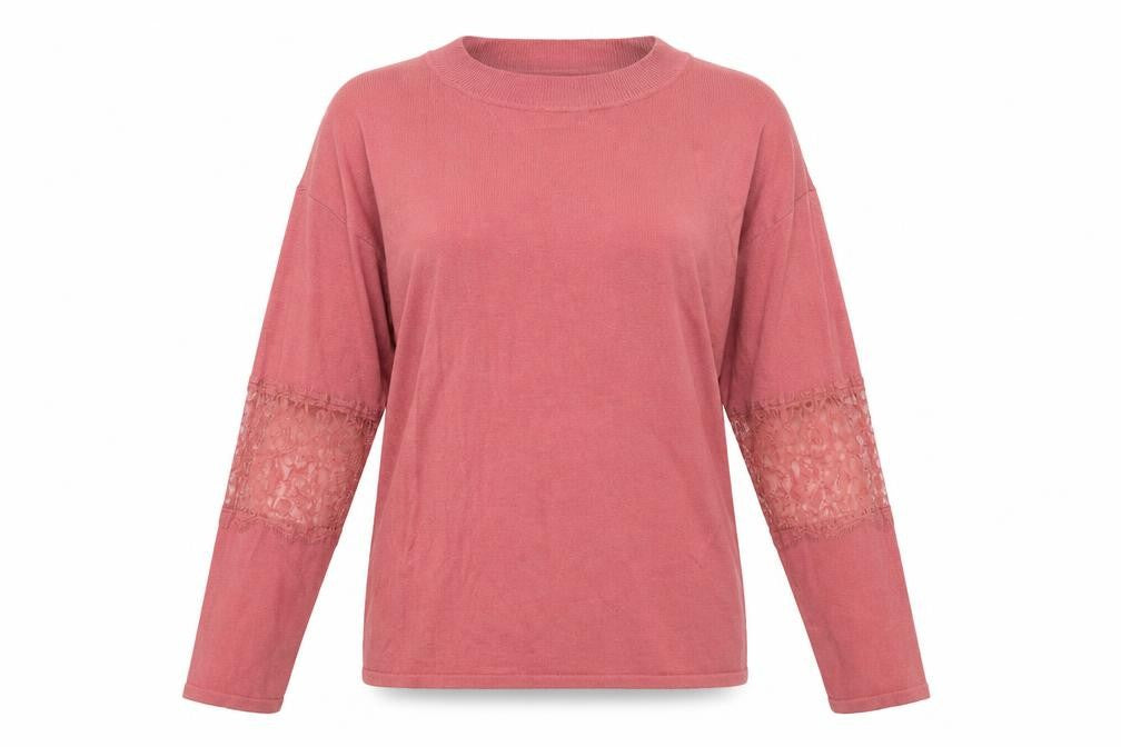 Front view of Next women’s pink round neck cotton jumper, size UK 16