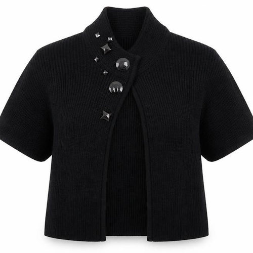 Faber Womens Black High Neck Wool Cardigan Jumper Size 10