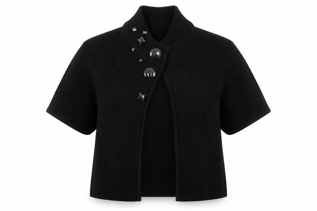 Faber Womens Black High Neck Wool Cardigan Jumper Size 10