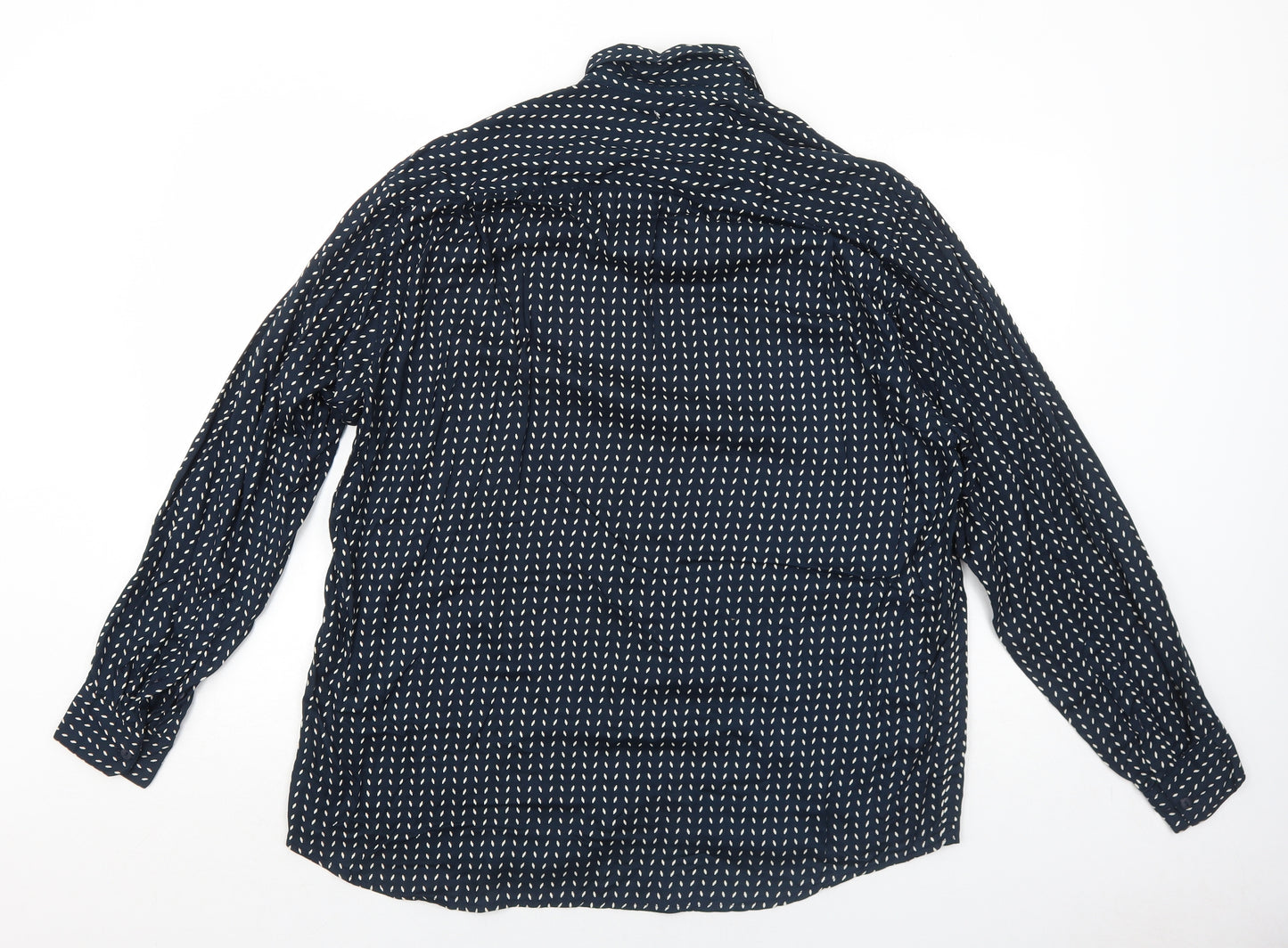 NEXT Mens Blue Geometric Viscose Button-Up Size M Collared Button