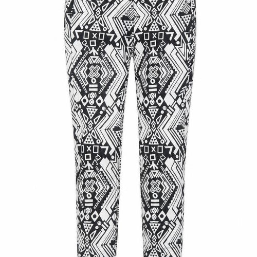 H&M Womens Black Geometric Cotton Skinny Jeans Size 10 Regular Zip