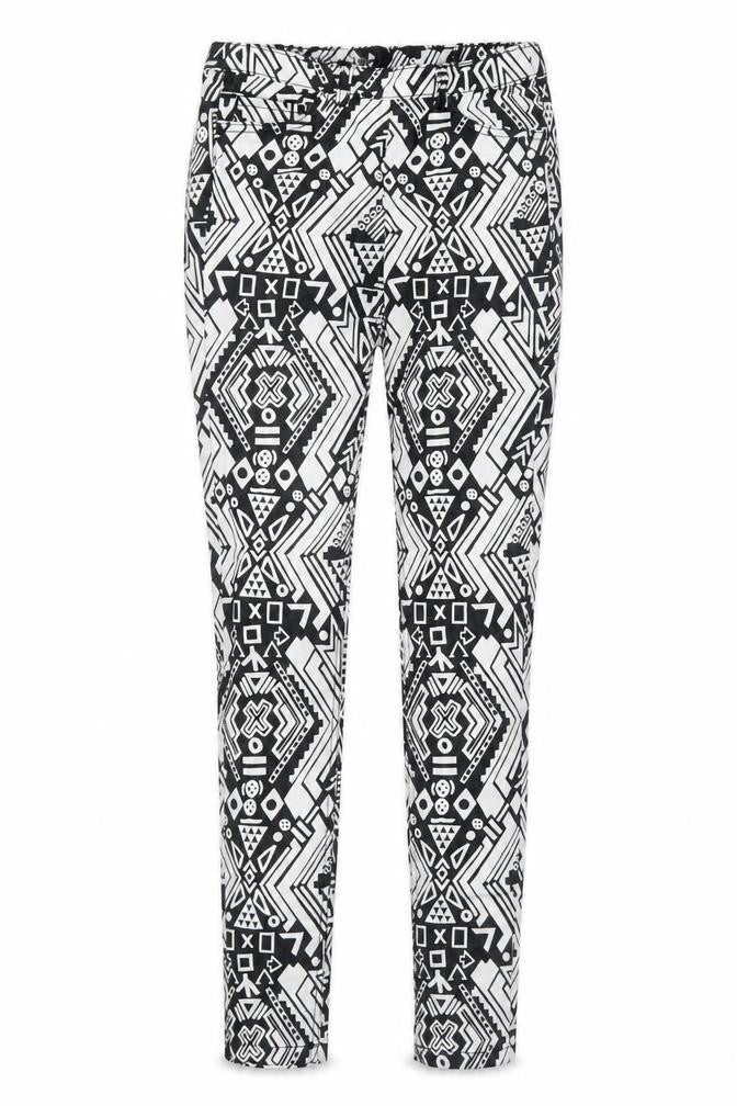 H&M Womens Black Geometric Cotton Skinny Jeans Size 10 Regular Zip