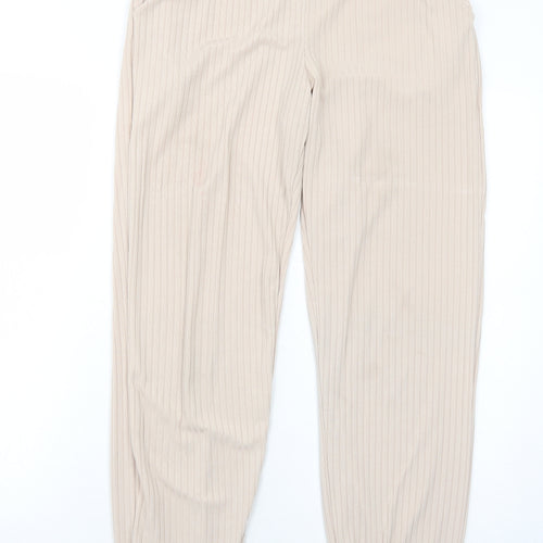 PRETTYLITTLETHING Womens Beige Polyester Jogger Trousers Size 6 Regular