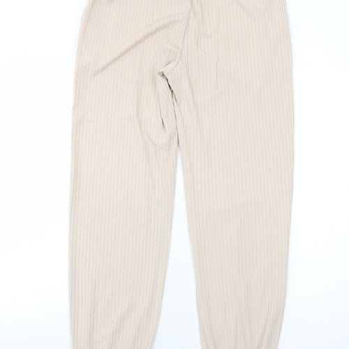 PRETTYLITTLETHING Womens Beige Polyester Jogger Trousers Size 6 Regular