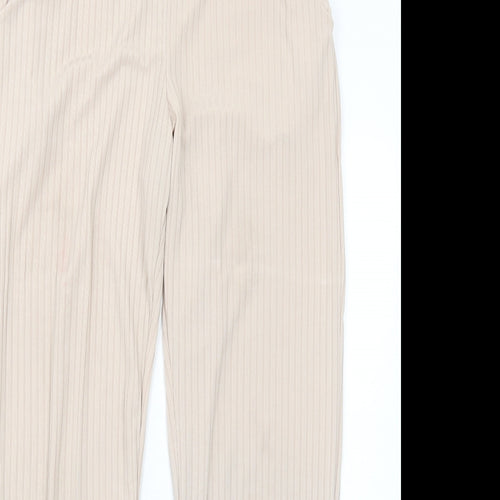 PRETTYLITTLETHING Womens Beige Polyester Jogger Trousers Size 6 Regular
