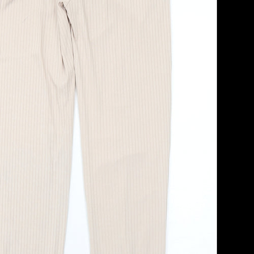 PRETTYLITTLETHING Womens Beige Polyester Jogger Trousers Size 6 Regular