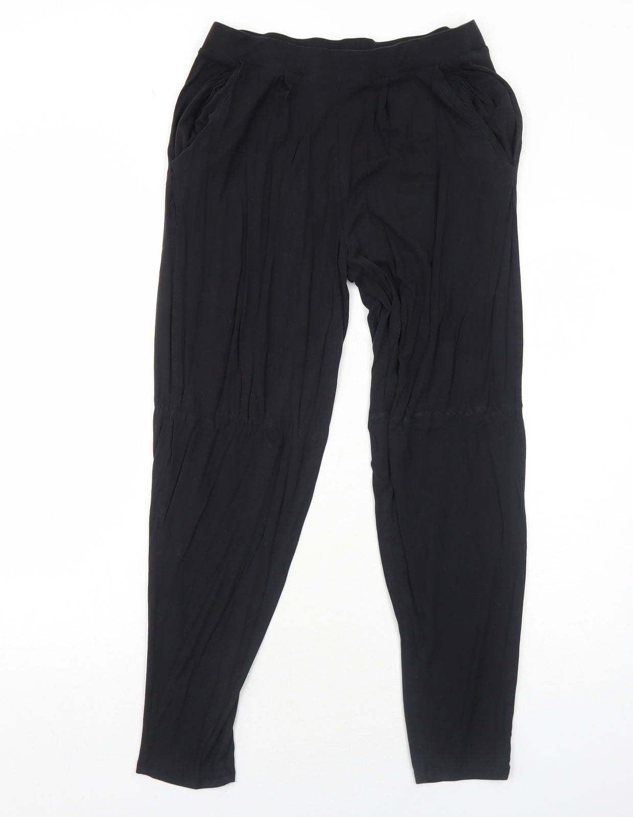 Capsule Womens Black Viscose Jogger Trousers Size 12 Regular - Elastic Waist