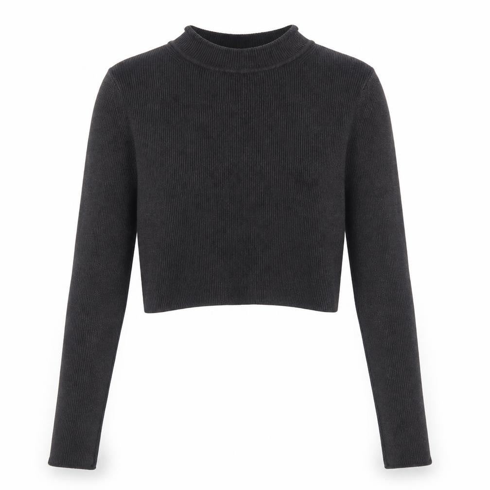 Front view of Select women’s grey mock neck cotton jumper, size UK 10