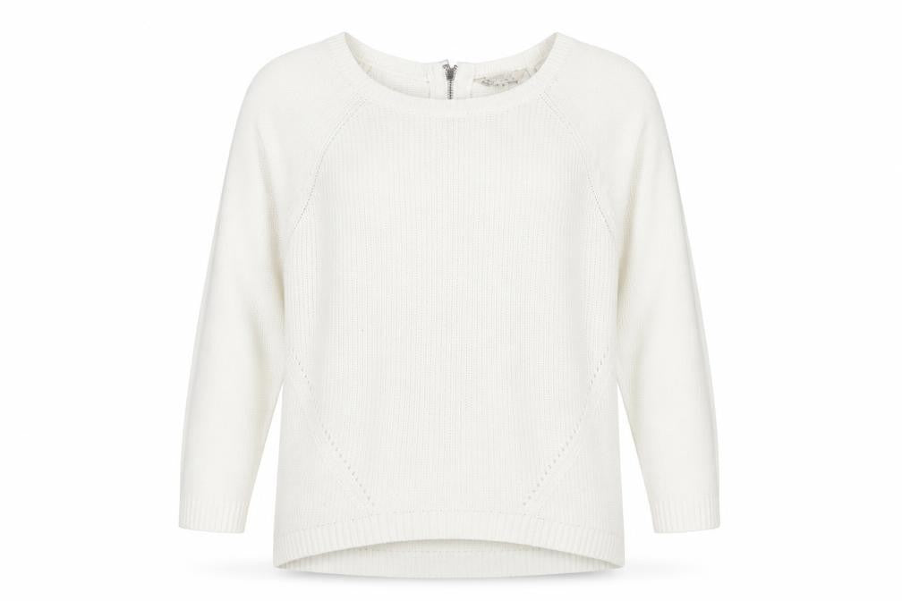 M&Co Womens White Round Neck Acrylic Pullover Jumper Size 16