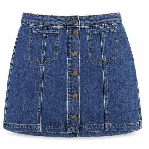 Topshop Womens Blue Cotton A-Line Skirt Size 26 in Button