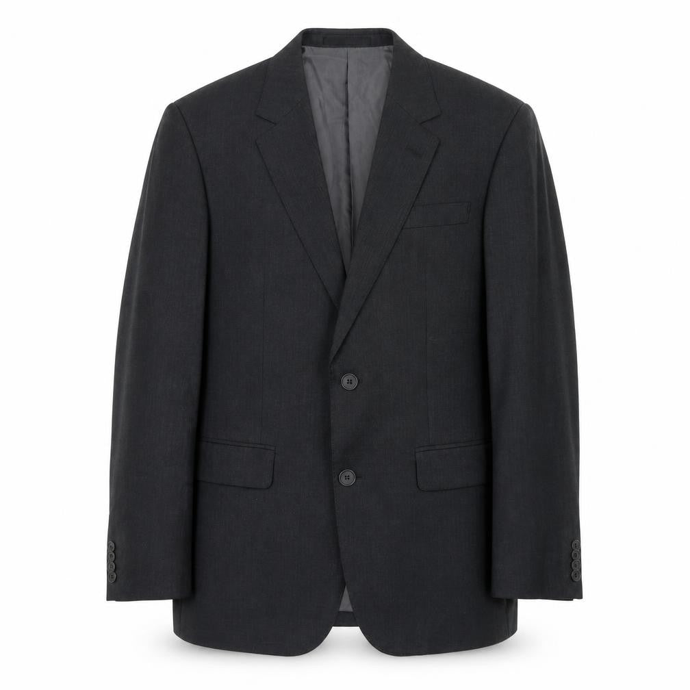Front view of Sportscraft men’s grey wool jacket suit jacket, size 38, regular