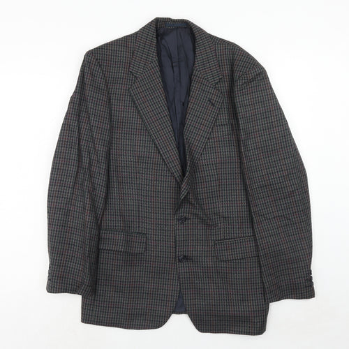 St.Michael Mens Grey Geometric Wool Jacket Blazer Size 38 Regular