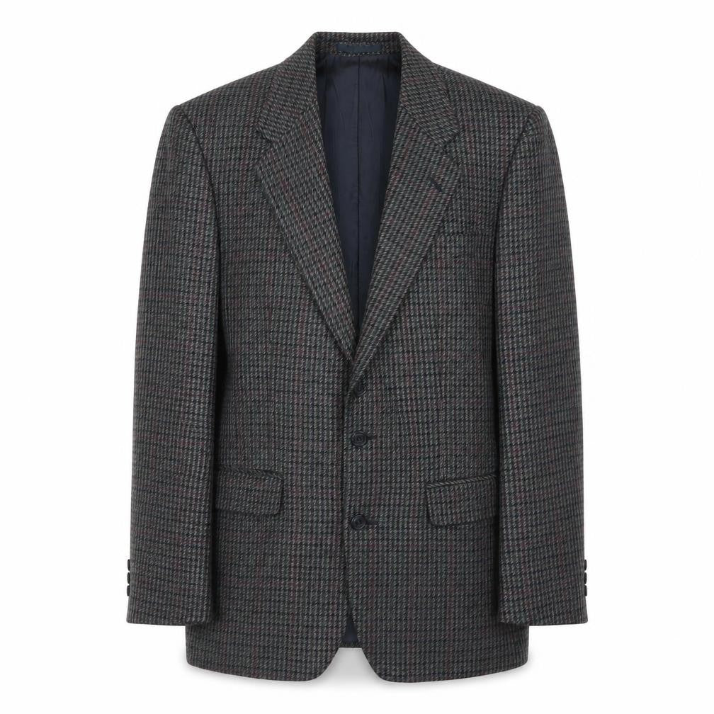 Front view of St Michael men’s grey geometric wool jacket blazer, size 38, regular