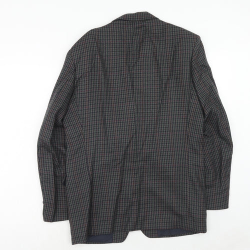 St.Michael Mens Grey Geometric Wool Jacket Blazer Size 38 Regular