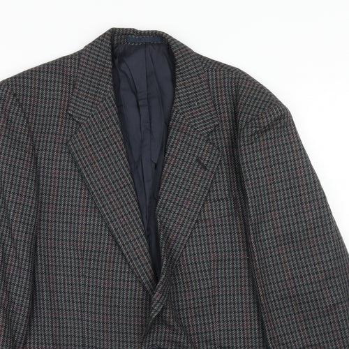 St.Michael Mens Grey Geometric Wool Jacket Blazer Size 38 Regular